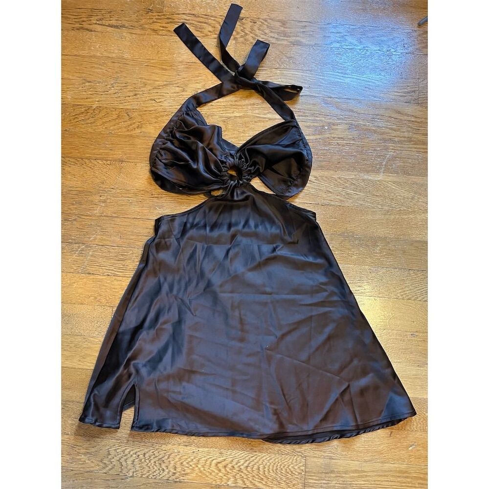 Pac Sun Women's brown Satin Halter Mini Dress Size M Party/Cocktail